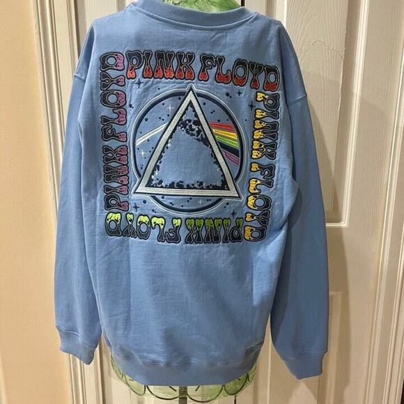PINK FLOYD SWEATSHIRT EMBROIDERED  ROCK PSYCHEDELIA 60’ PRISM RAINBOW BEAM Sz M - Picture 14 of 14